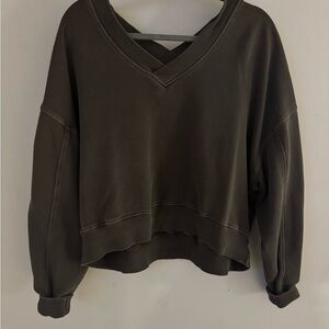 Aerie Olive Green V-Neck Sweatshirt